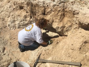 Julie digging for travertine