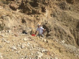 Ron R collecting the Silver Lace Onyx at the top of the mountain